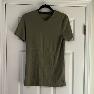 All Saints Olive Short Sleeve V-Neck Tee